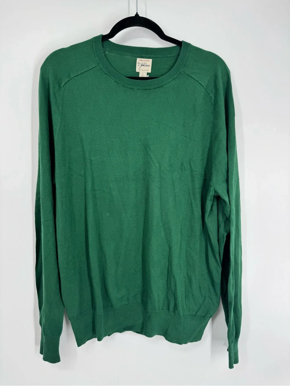 NWT J. Crew Pima Cotton Crewneck Sweater Serene Spruce Green Pullover Size L